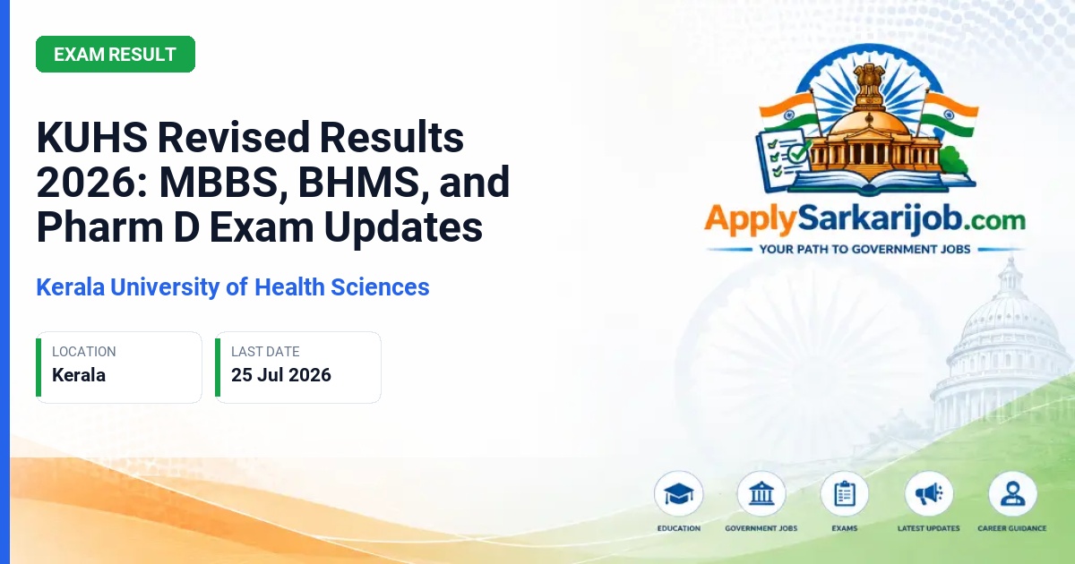 Kerala University of Health Sciences (KUHS) - KUHS Revised Results 2026: MBBS, BHMS, and Pharm D Exam Updates Official Notification Poster & Schedule