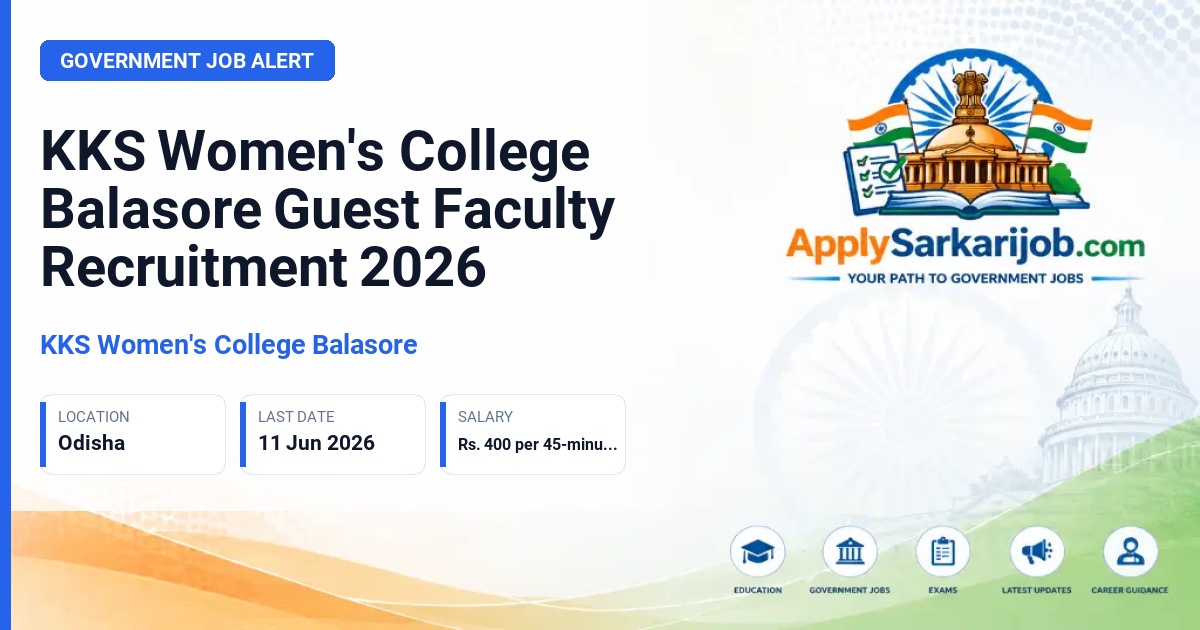 KKS Women's College Balasore - Guest Faculty in Sociology Official Notification Poster & Schedule