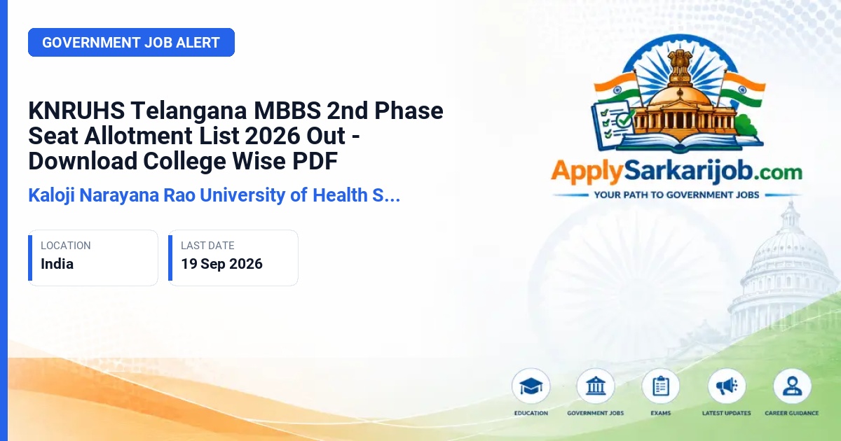 Kaloji Narayana Rao University of Health Sciences (KNRUHS) - MBBS Admission (Competent Authority Quota) Official Notification Poster & Schedule