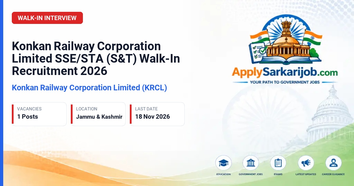 Konkan Railway Corporation Limited (KRCL) - SSE/STA (S&T) Official Notification Poster & Schedule