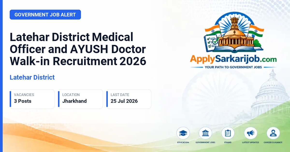 Latehar District - Medical Officer (MBBS) and AYUSH Doctor Official Notification Poster & Schedule