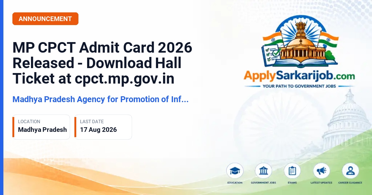 Madhya Pradesh Agency for Promotion of Information Technology - Computer Proficiency Certification Test (CPCT) Official Notification Poster & Schedule