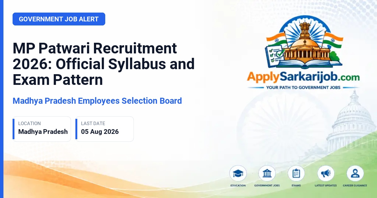 Madhya Pradesh Employees Selection Board (MPESB / Vyapam) - Patwari Official Notification Poster & Schedule