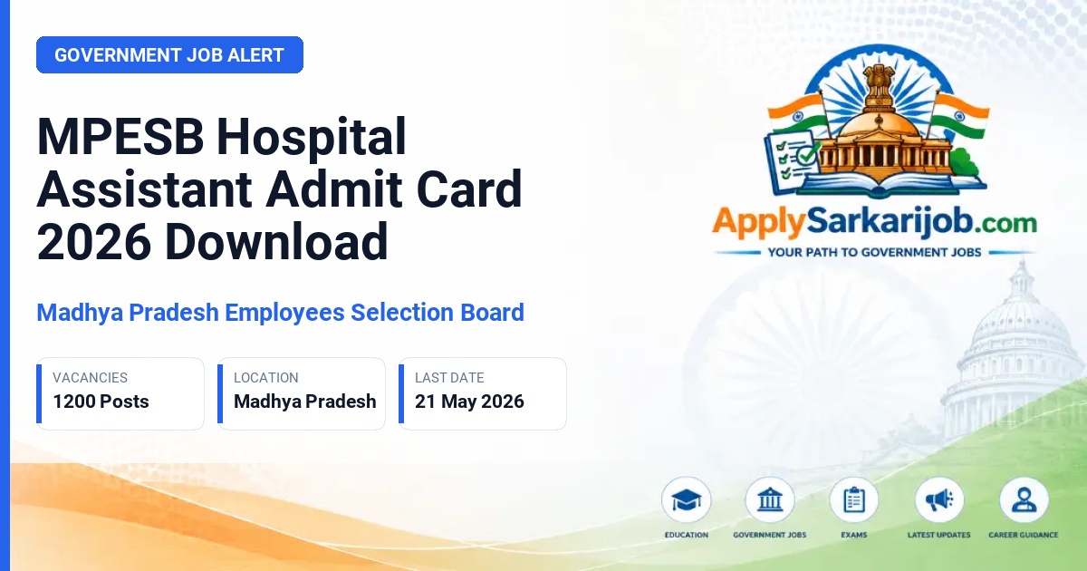 Madhya Pradesh Employees Selection Board (MPESB / Vyapam) - Hospital Assistant Official Notification Poster & Schedule