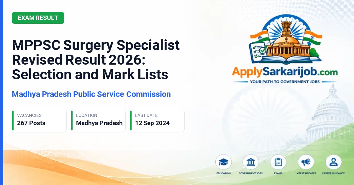 Madhya Pradesh Public Service Commission (MPPSC) - Surgery Specialist (Shalya Chikitsa Visheshagya) Official Notification Poster & Schedule