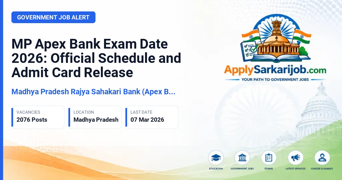 M.P. Rajya Sahakari Bank Maryadit (MP Apex Bank) - Computer Operator, Society Manager, Officer Grade Official Notification Poster & Schedule