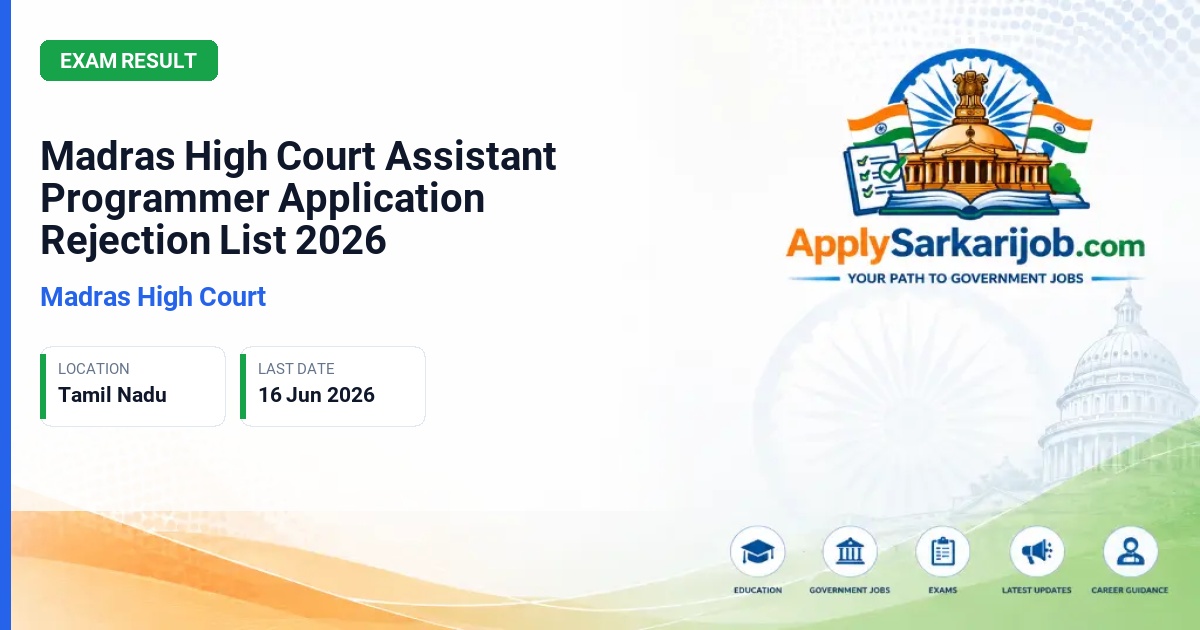 Madras High Court - Assistant Programmer Official Notification Poster & Schedule