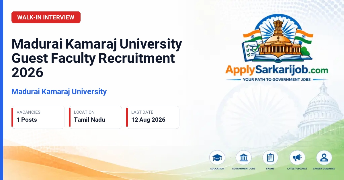 Madurai Kamaraj University - Guest Faculty Official Notification Poster & Schedule