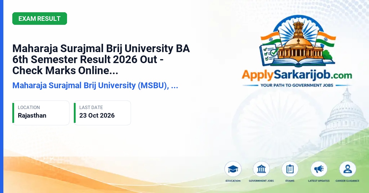 Maharaja Surajmal Brij University (MSBU), Bharatpur - BA 6th Semester Official Notification Poster & Schedule