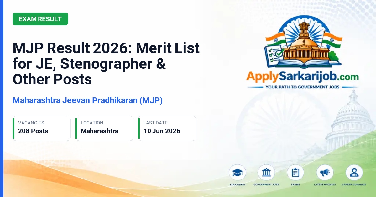 Maharashtra Jeevan Pradhikaran (MJP) - Junior Engineer, Stenographer, Civil Engineering Assistant, and others Official Notification Poster & Schedule