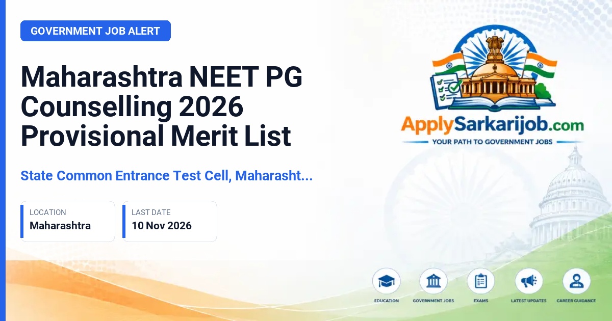 State Common Entrance Test Cell, Maharashtra (CET Cell Maharashtra) - NEET PG Counselling 2026 Official Notification Poster & Schedule