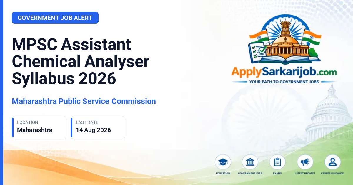 Maharashtra Public Service Commission (MPSC) - Assistant Chemical Analyser Official Notification Poster & Schedule