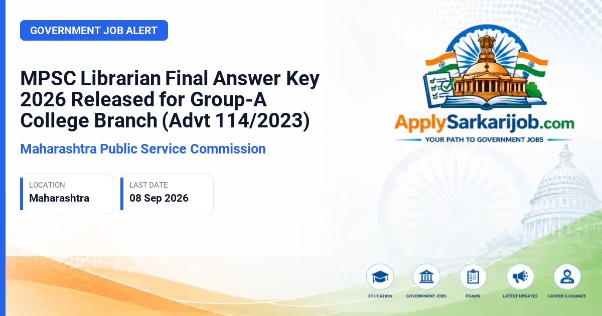 Maharashtra Public Service Commission (MPSC) - Librarian, Group-A (College Branch) Official Notification Poster & Schedule