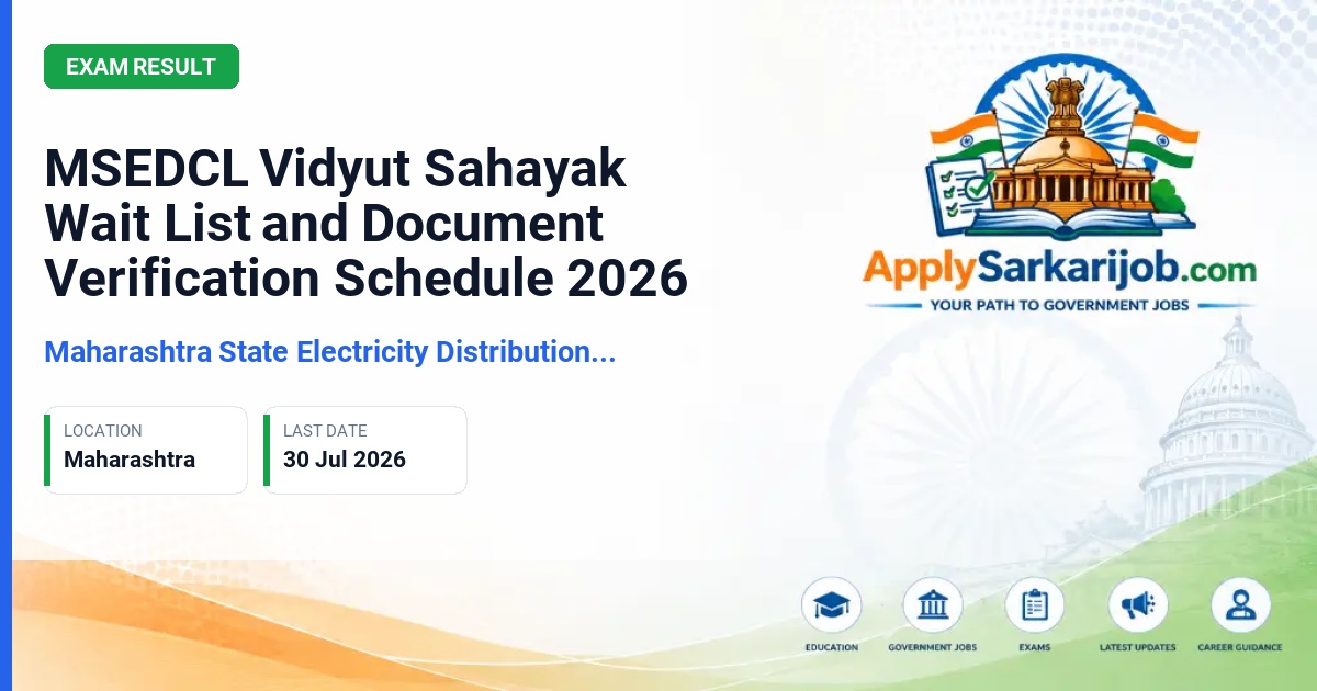 Maharashtra State Electricity Distribution Company Limited (MAHAVITARAN) - Vidyut Sahayak Official Notification Poster & Schedule