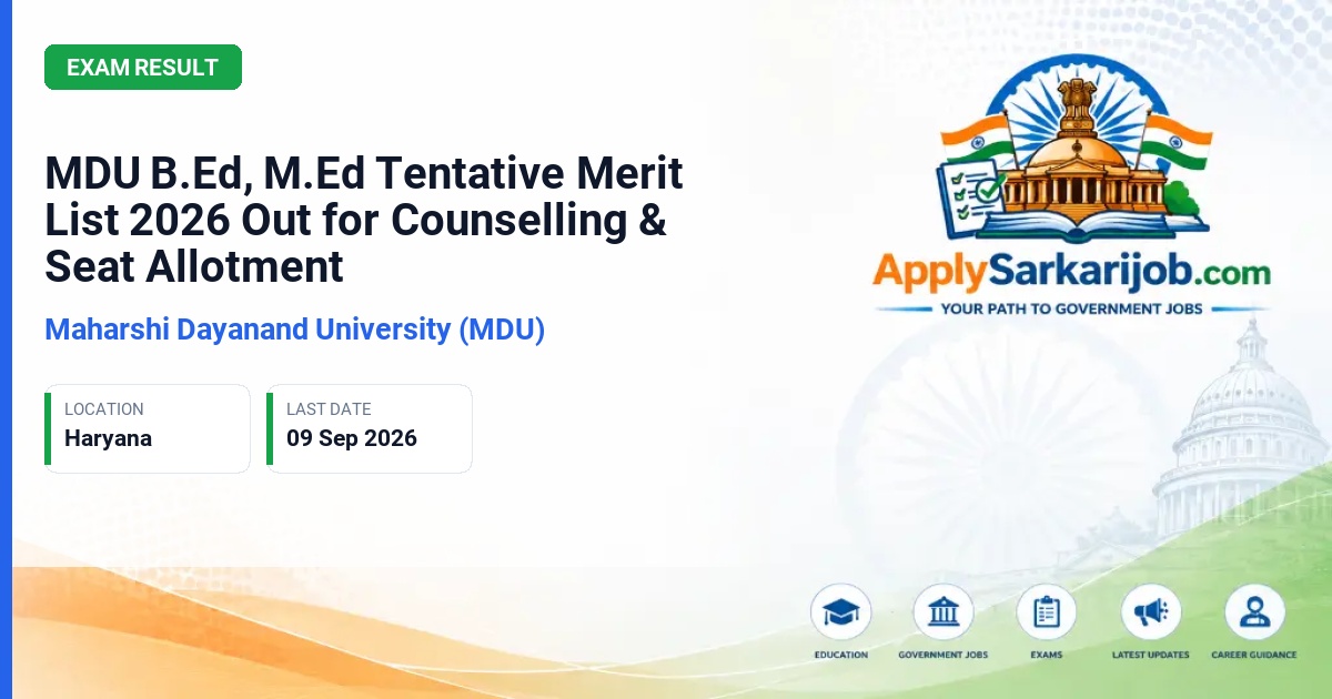 Maharshi Dayanand University (MDU) - B.Ed & M.Ed Admission Official Notification Poster & Schedule