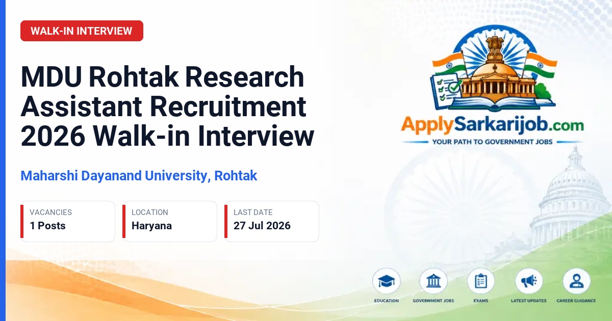 Maharshi Dayanand University (MDU) - Research Assistant Official Notification Poster & Schedule