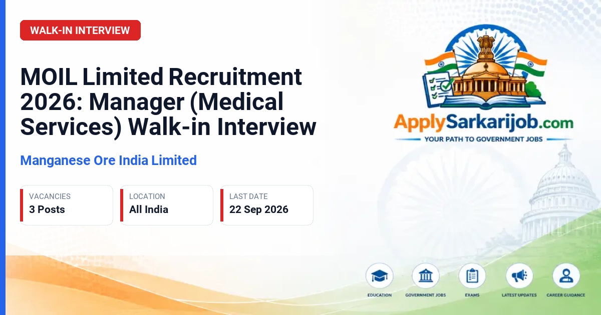 Manganese Ore India (MOIL) - Manager (Medical Services) Official Notification Poster & Schedule