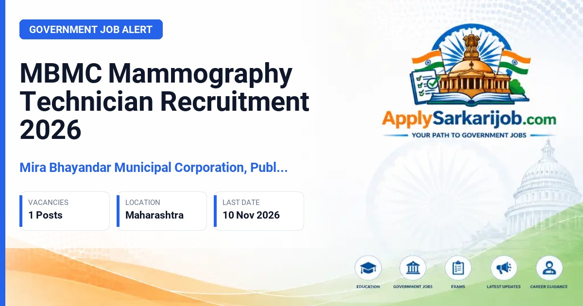Mira Bhayandar Municipal Corporation, Public Health Department - Mammography Technician Official Notification Poster & Schedule