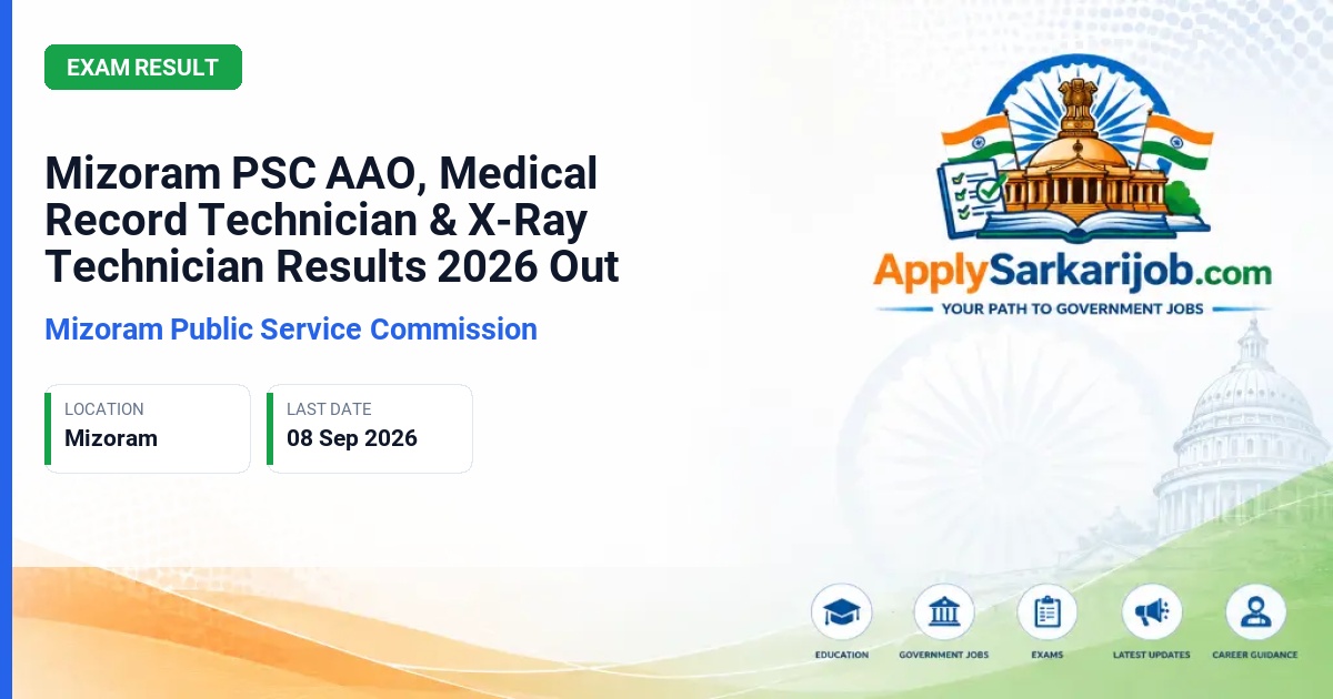 Mizoram Public Service Commission - Assistant Accounts Officer (Treasury & Works), Medical Record Technician, X-Ray Technician Official Notification Poster & Schedule