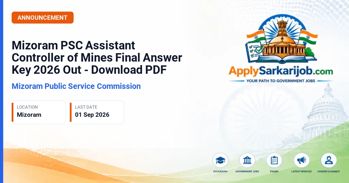 Mizoram Public Service Commission - Assistant Controller of Mines Official Notification Poster & Schedule