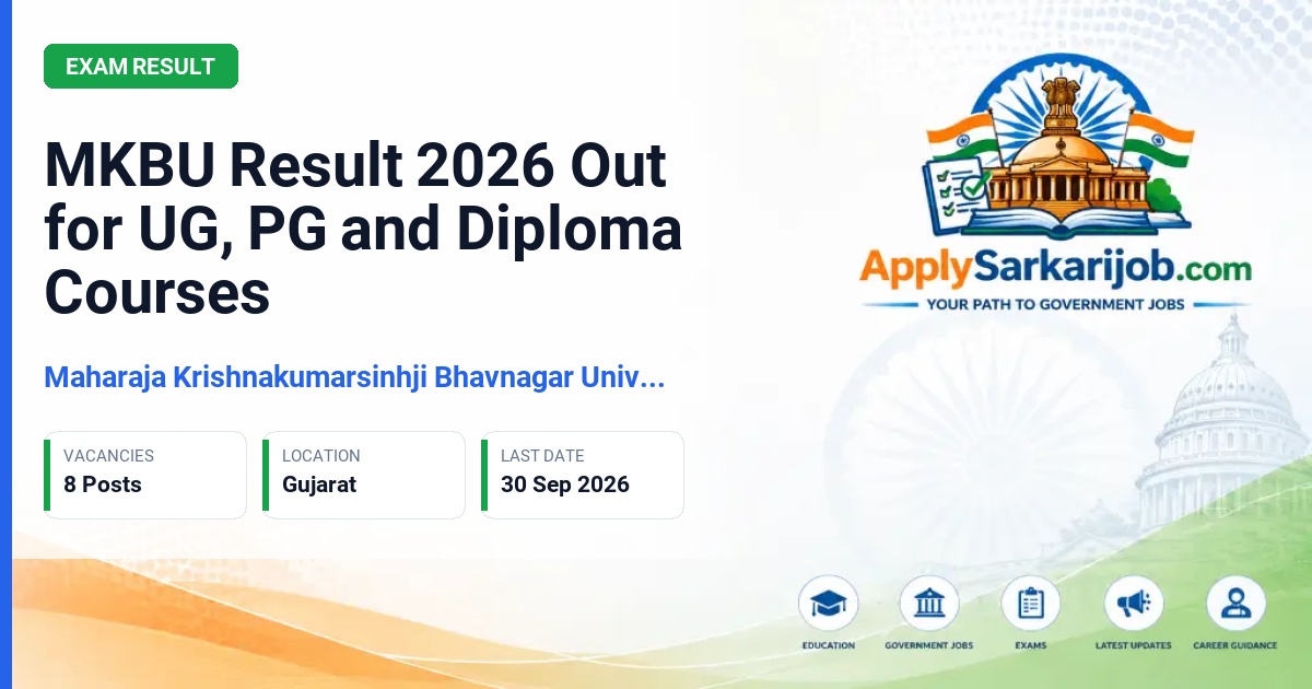 Maharaja Krishnakumarsinhji Bhavnagar University (MKBU), Bhavnagar - UG, PG and Diploma Results Official Notification Poster & Schedule