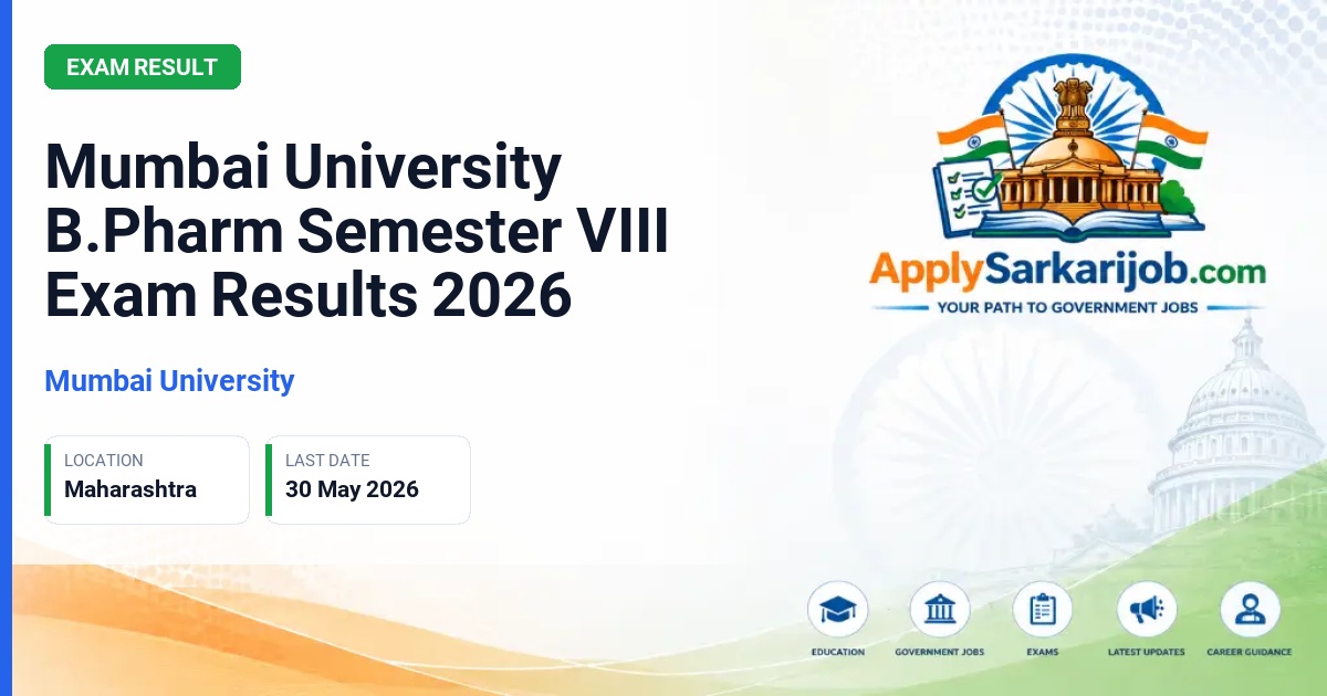 University of Mumbai - Mumbai University B.Pharm Semester VIII Exam Results 2026 Official Notification Poster & Schedule