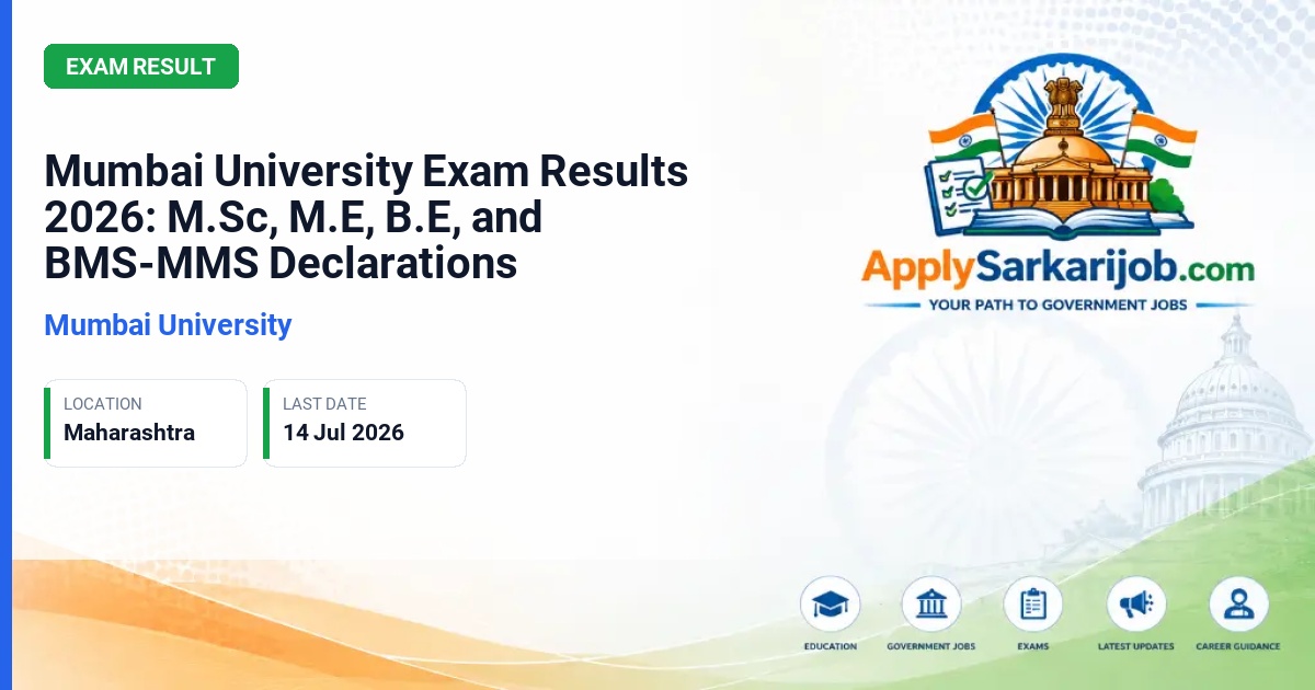 University of Mumbai - Mumbai University Exam Results 2026: M.Sc, M.E, B.E, and BMS-MMS Declarations Official Notification Poster & Schedule
