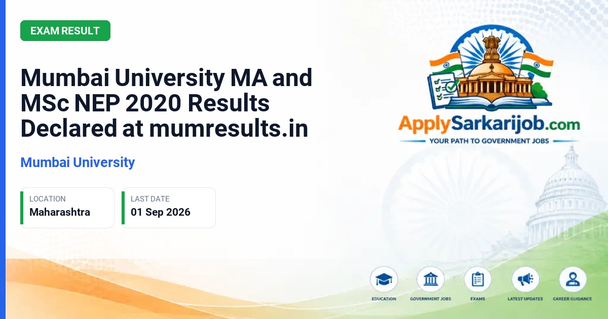 University of Mumbai - MA and MSc NEP 2020 Semester Examinations Official Notification Poster & Schedule