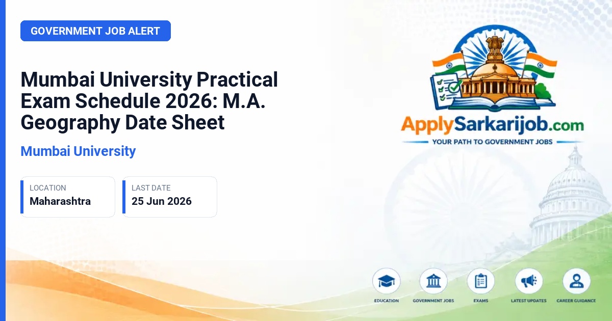 University of Mumbai - Mumbai University Practical Exam Schedule 2026: M.A. Geography Date Sheet Official Notification Poster & Schedule