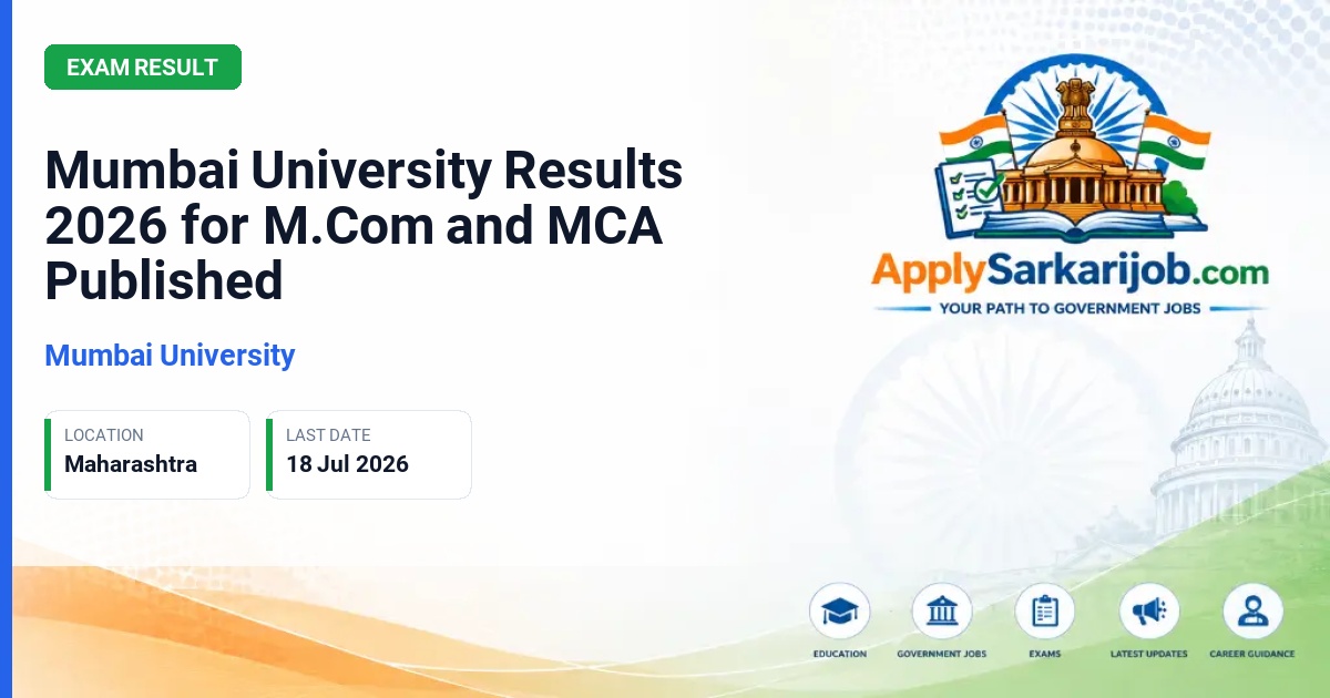 Mumbai University - Mumbai University Results 2026 for M.Com and MCA Published Official Notification Poster & Schedule