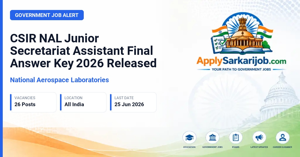 CSIR National Aerospace Laboratories - Junior Secretariat Assistant Official Notification Poster & Schedule