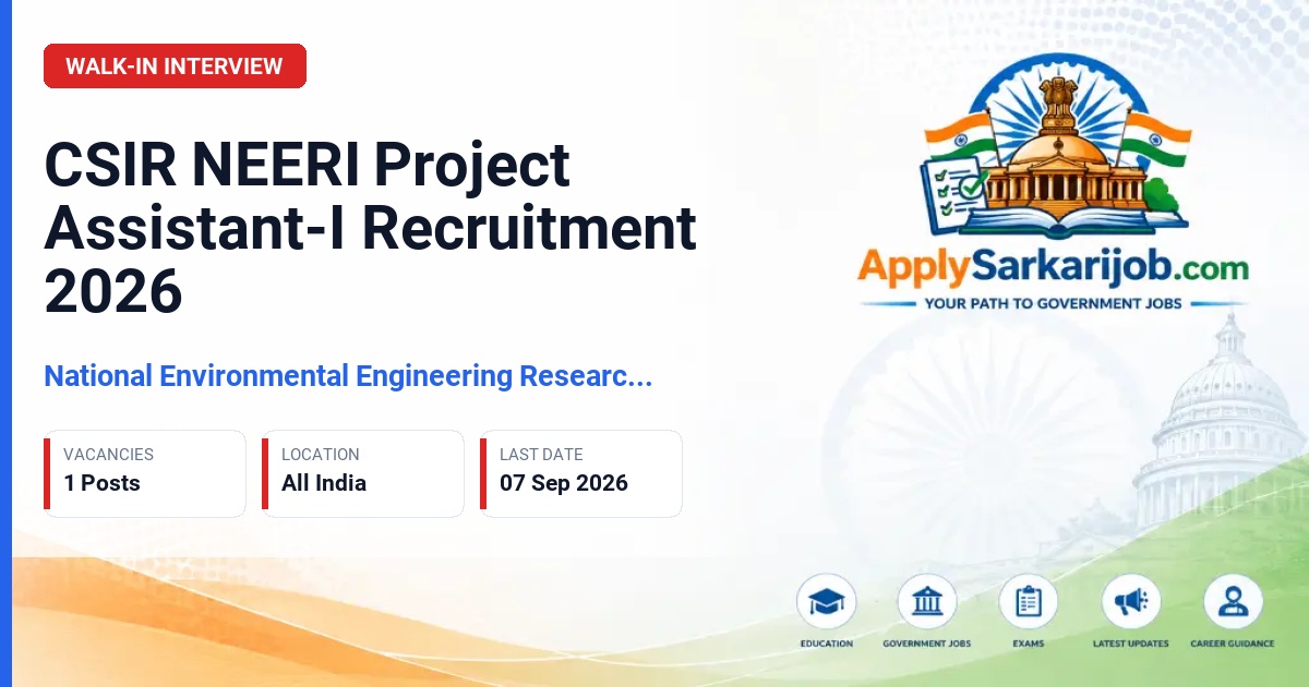 Council of Scientific and Industrial Research (CSIR) - Project Assistant-I Official Notification Poster & Schedule