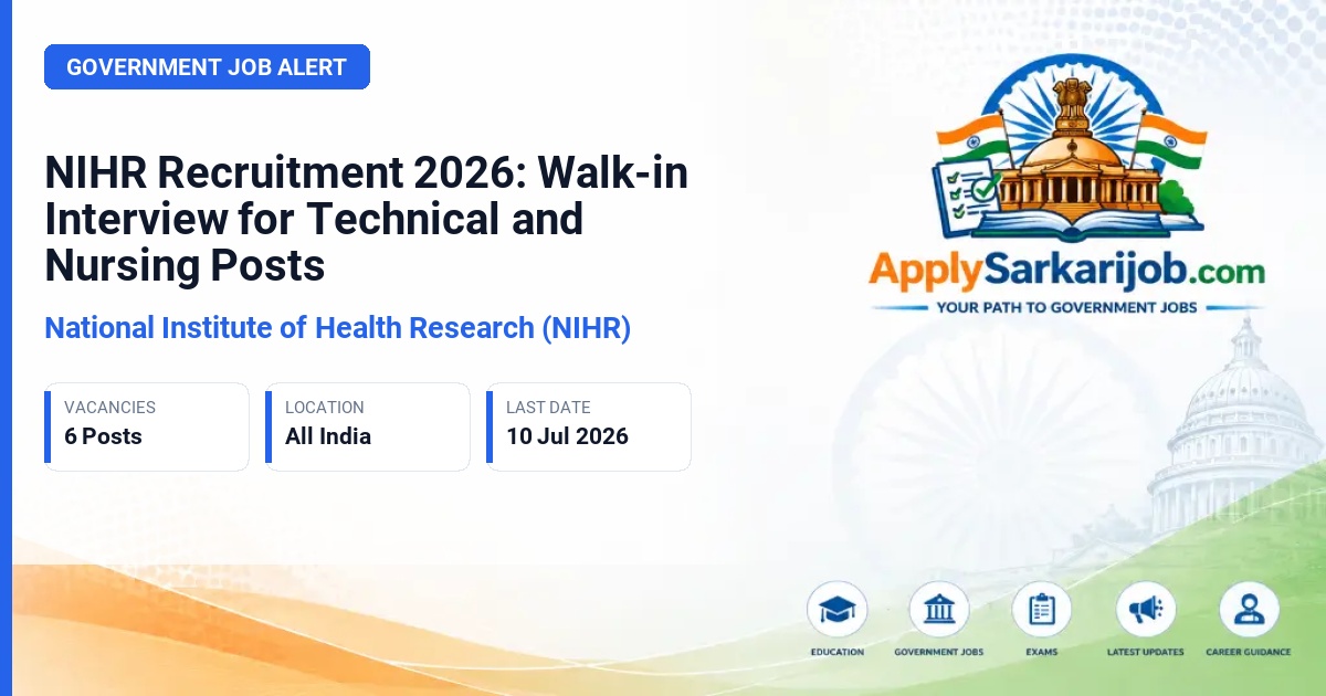 ICMR - National Institute of Health Research - Project Technical Support and Project Nurse Official Notification Poster & Schedule