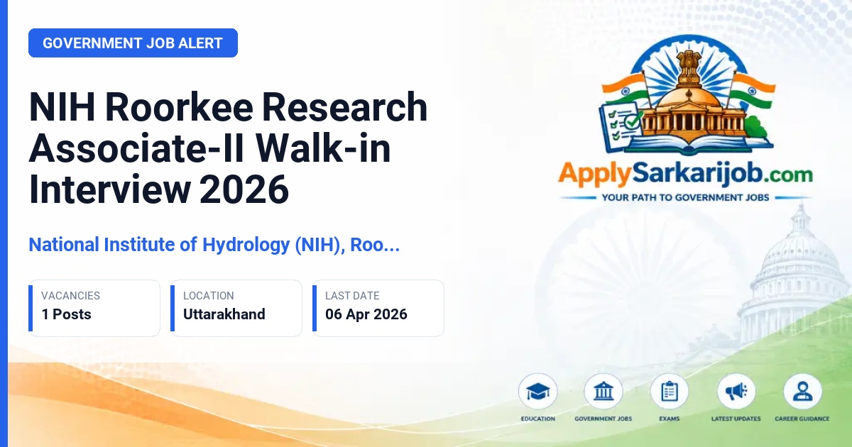 National Institute of Hydrology (NIH), Roorkee - Research Associate-II Official Notification Poster & Schedule