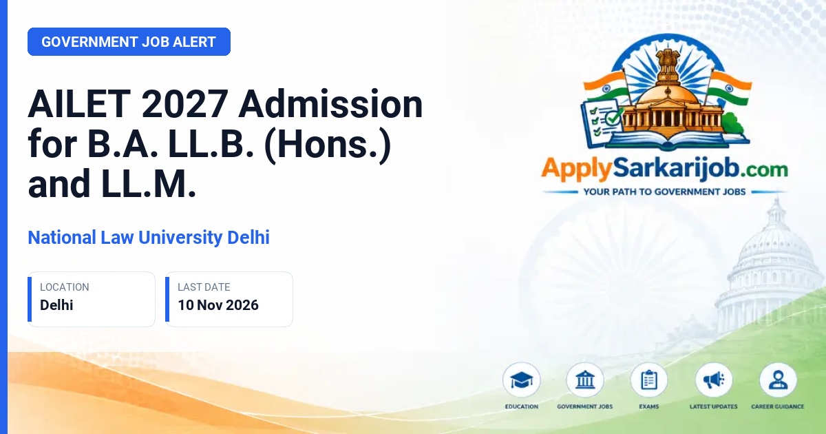 National Law University Delhi - AILET 2027 Official Notification Poster & Schedule