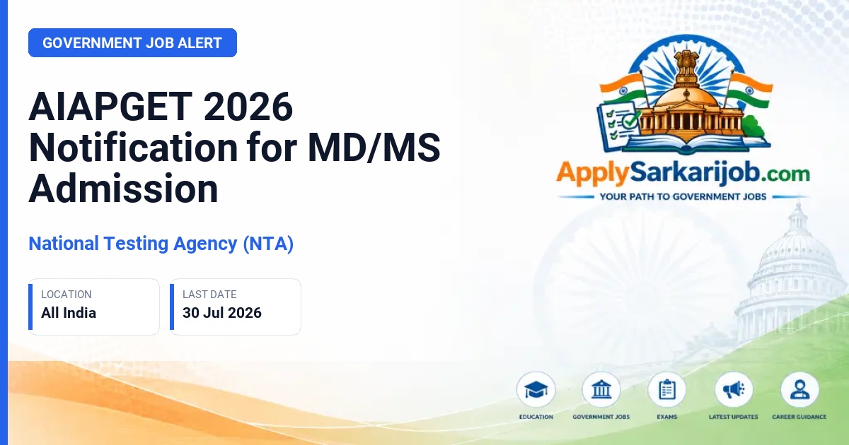 National Testing Agency (NTA) - MD/MS Postgraduate Admission Official Notification Poster & Schedule
