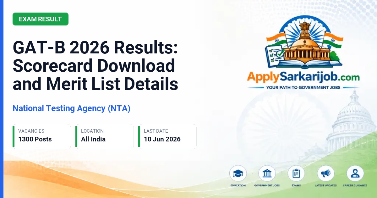 National Testing Agency (NTA) - GAT-B 2026 Results: Scorecard Download and Merit List Details Official Notification Poster & Schedule