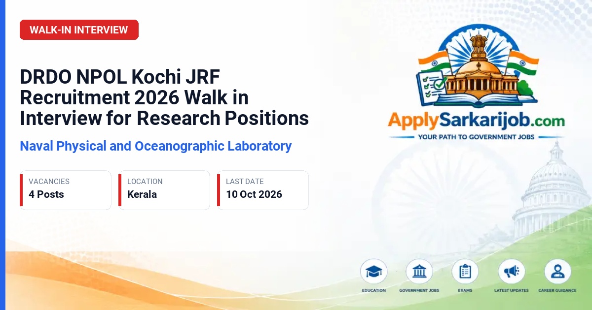 Defence Research and Development Organisation (DRDO) - Junior Research Fellow (JRF) Official Notification Poster & Schedule