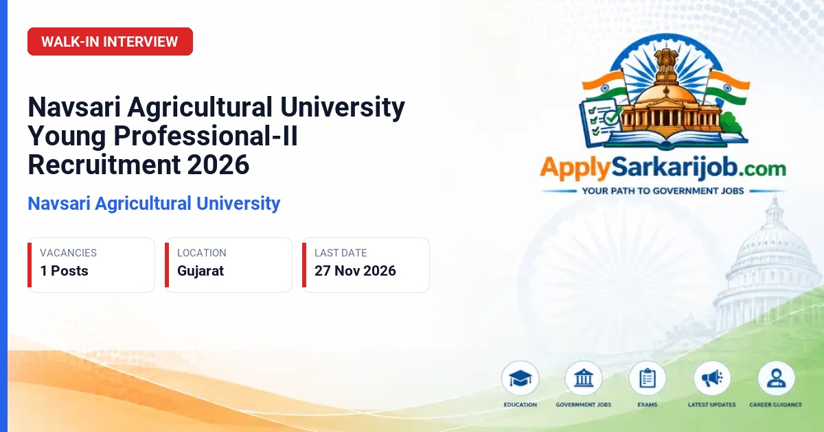 Navsari Agricultural University - Young Professional-II Official Notification Poster & Schedule