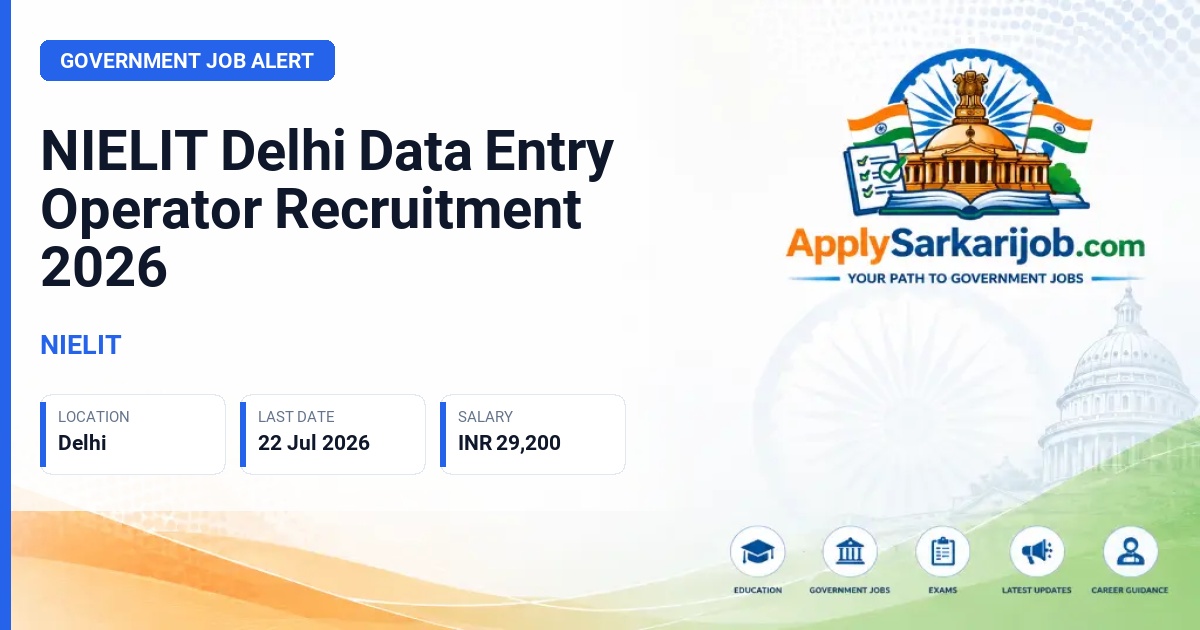 National Institute of Electronics and Information Technology (NIELIT) - Data Entry Operator-D Official Notification Poster & Schedule