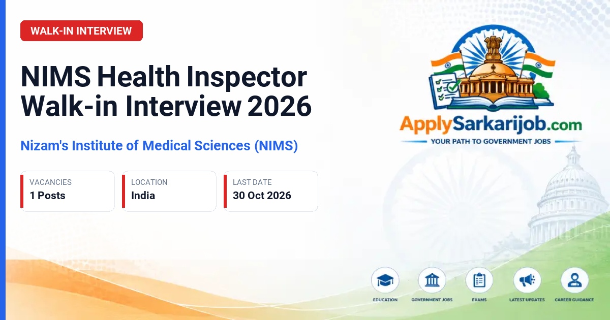 Nizam's Institute of Medical Sciences (NIMS) - Health Inspector Official Notification Poster & Schedule