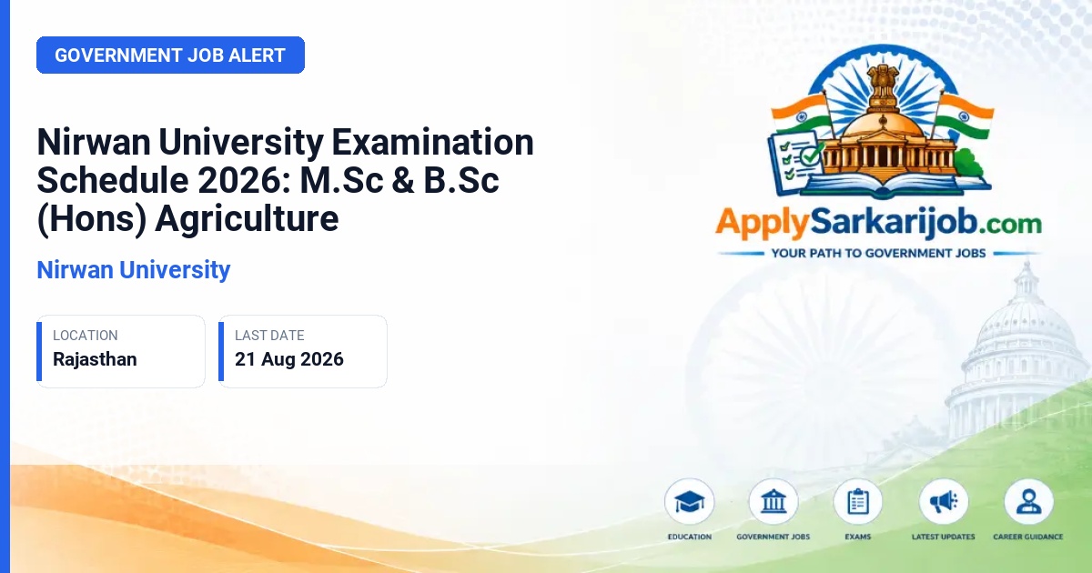 Nirwan University - Nirwan University Examination Schedule 2026: M.Sc & B.Sc (Hons) Agriculture Official Notification Poster & Schedule