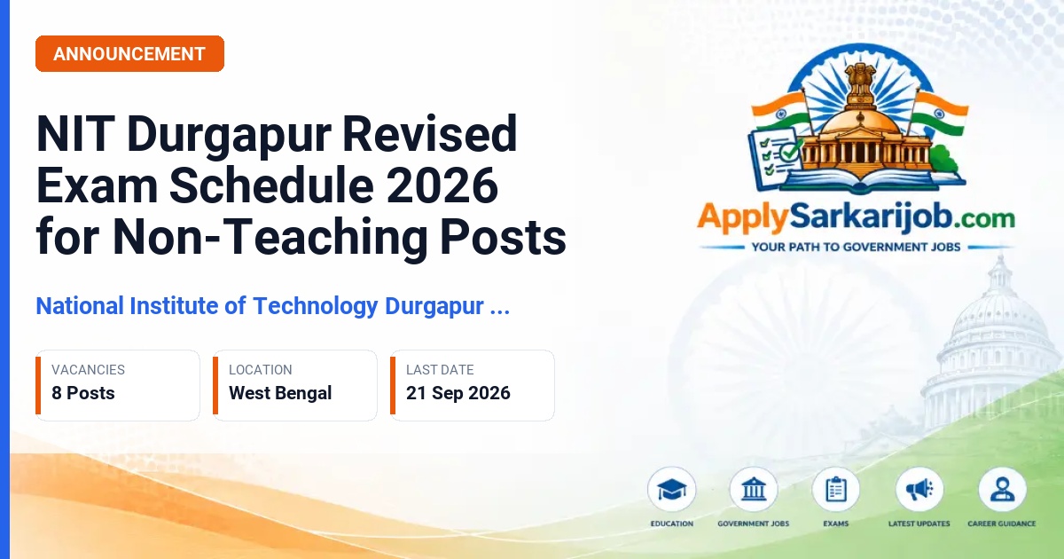 National Institute of Technology Durgapur (NIT Durgapur) - Revised Schedule of Written/Domain/Skill Test Examination Official Notification Poster & Schedule
