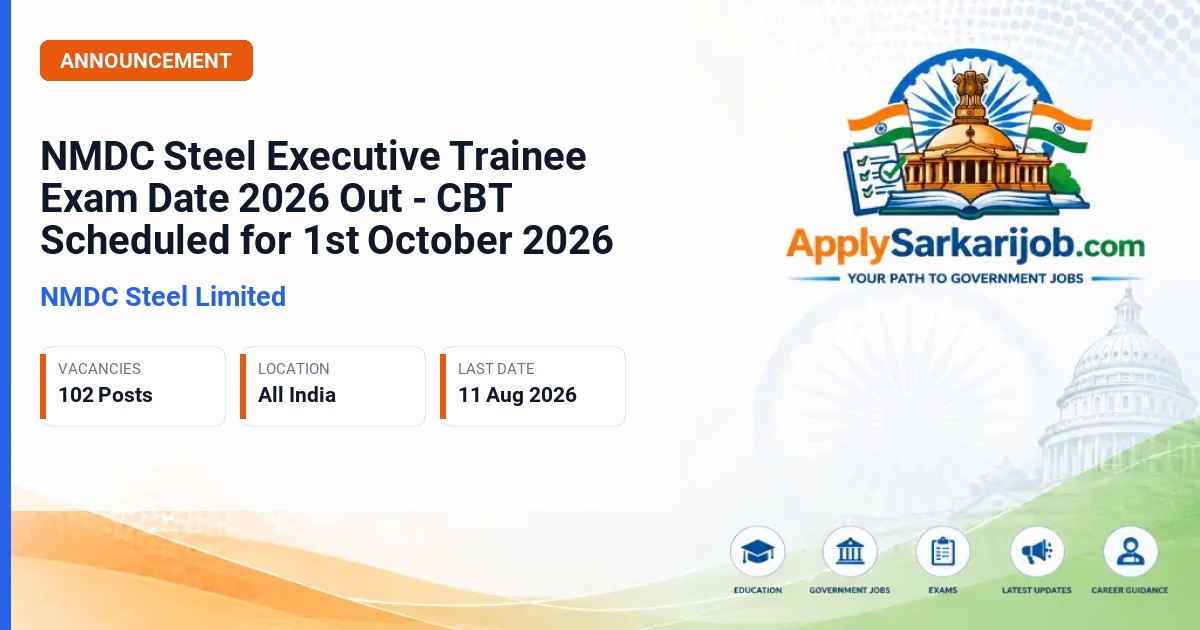 NMDC Steel Limited - Executive Trainee Official Notification Poster & Schedule