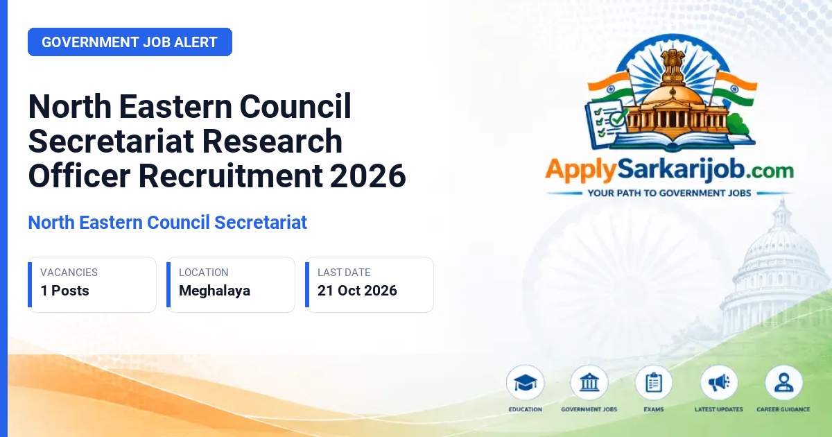 North Eastern Council Secretariat - Research Officer (Industries) Official Notification Poster & Schedule