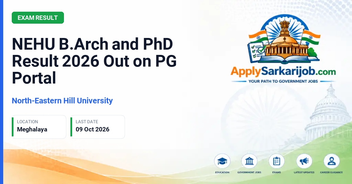 North-Eastern Hill University - B.Arch and PhD Course Work Result Official Notification Poster & Schedule