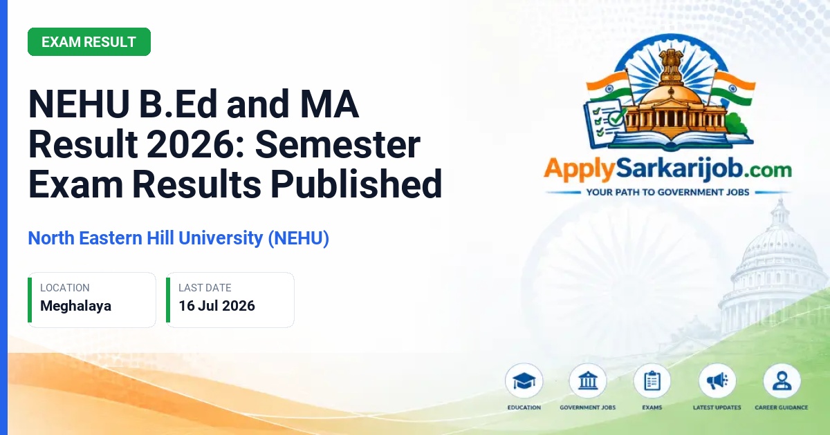 North-Eastern Hill University - NEHU B.Ed and MA Result 2026: Semester Exam Results Published Official Notification Poster & Schedule
