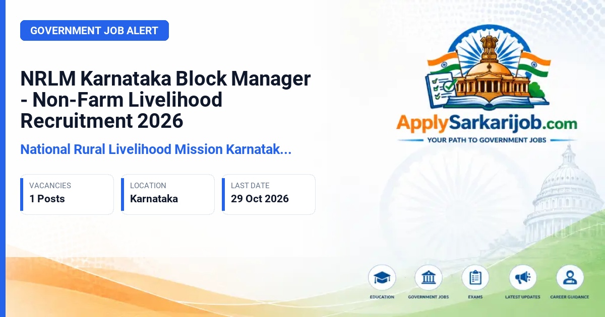 National Rural Livelihood Mission Karnataka (NRLM Karnataka) - Block Manager - Non-Farm Livelihood Official Notification Poster & Schedule