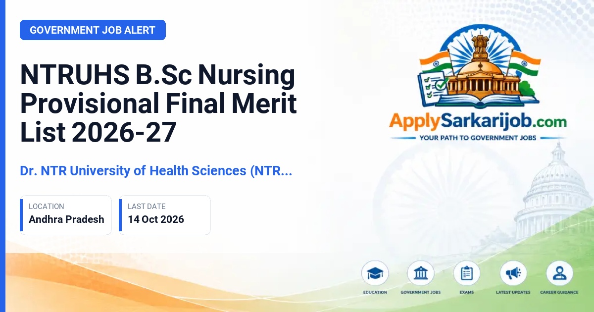 Dr. NTR University of Health Sciences (NTRUHS), Vijayawada - B.Sc. (Nursing) 4-YD Official Notification Poster & Schedule
