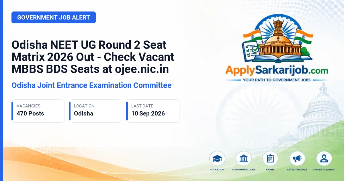 OJEE Committee - Odisha NEET UG Counseling (MBBS/BDS Admissions) Official Notification Poster & Schedule